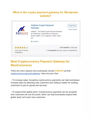what is the crypto payment gateway for wordpress