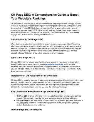 Off-Page SEO: A Comprehensive Guide to Boost Your Website’s Rankings