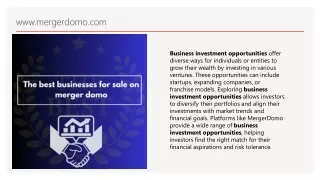 MergerDomo is a platform for investment banking, M&A, technology sourcing
