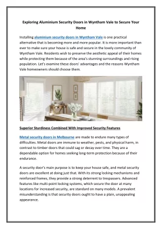exploring aluminium security doors in wyntham