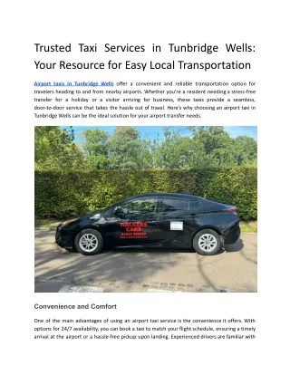 Trusted Taxi Services in Tunbridge Wells_ Your Resource for Easy Local Transportation
