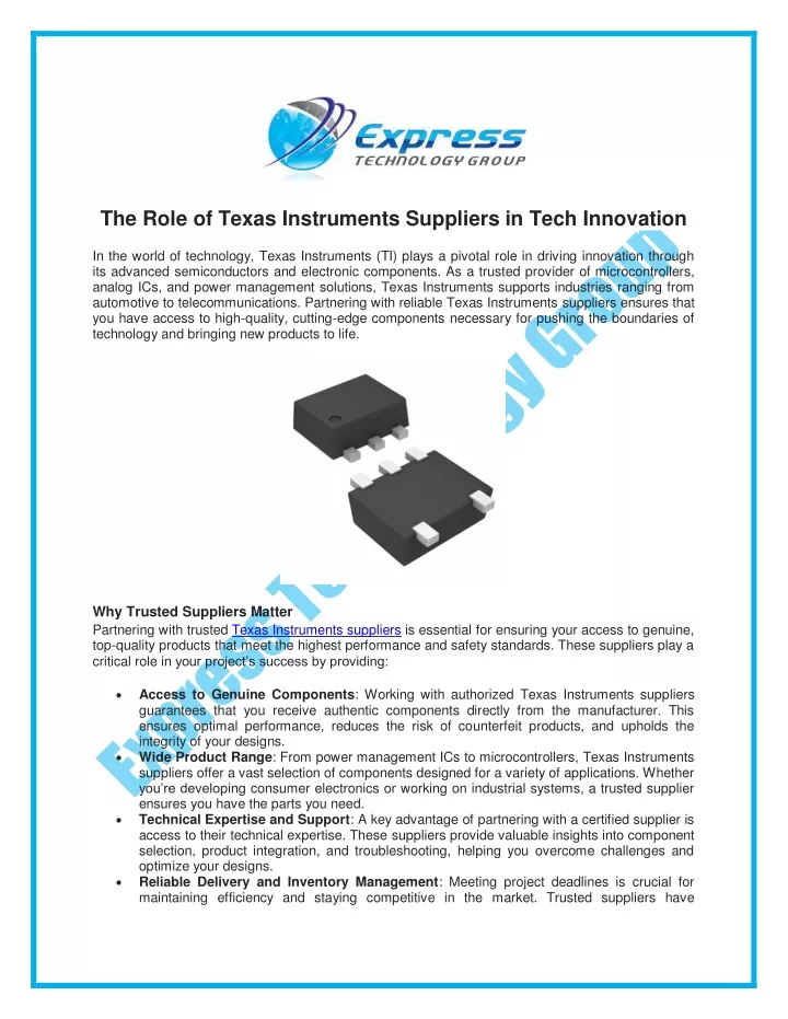 the role of texas instruments suppliers in tech