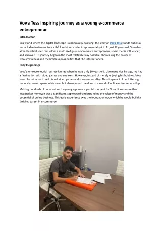 Vova Tess inspiring journey as a young e-commerce entrepreneur