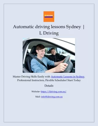 Automatic driving lessons Sydney