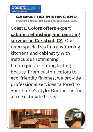 Cabinet Refinishing and Painting Services in Carlsbad, CA  Transform Your Kitchen & Bath