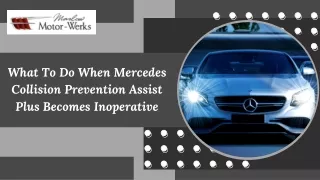 What To Do When Mercedes Collision Prevention Assist Plus Becomes Inoperative