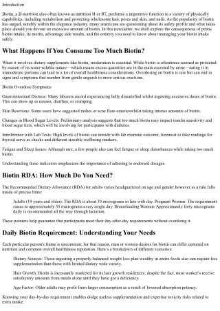 “What Happens If You Consume Too Much Biotin?”