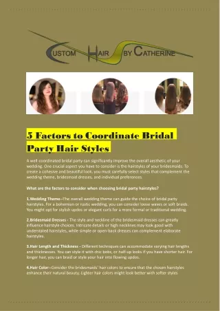 5 Factors to Coordinate Bridal Party Hair Styles