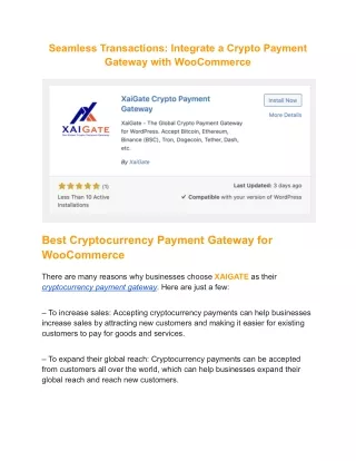 seamless transactions integrate a crypto payment