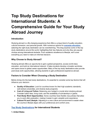 Top Study Destinations for International Students_ A Comprehensive Guide for Your Study Abroad Journey