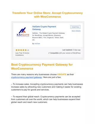 Transform Your Online Store_ Accept Cryptocurrency with WooCommerce