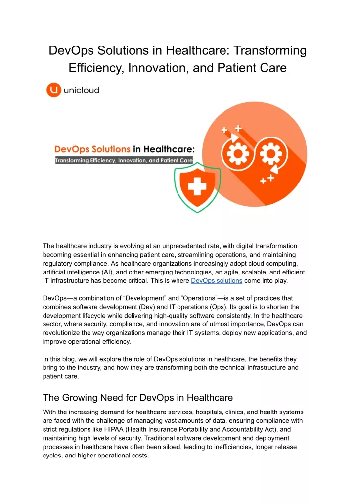 devops solutions in healthcare transforming