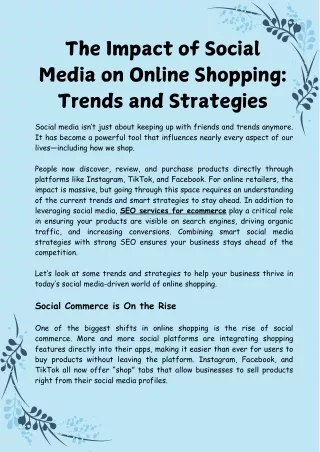 The Impact of Social Media on Online Shopping Trends and Strategies