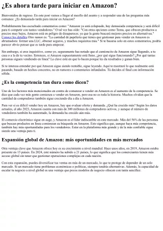 es ahora tarde para iniciar en amazon