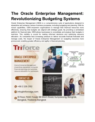 The Oracle Enterprise Management: Revolutionizing Budgeting Systems