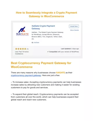 How to Seamlessly Integrate a Crypto Payment Gateway in WooCommerce