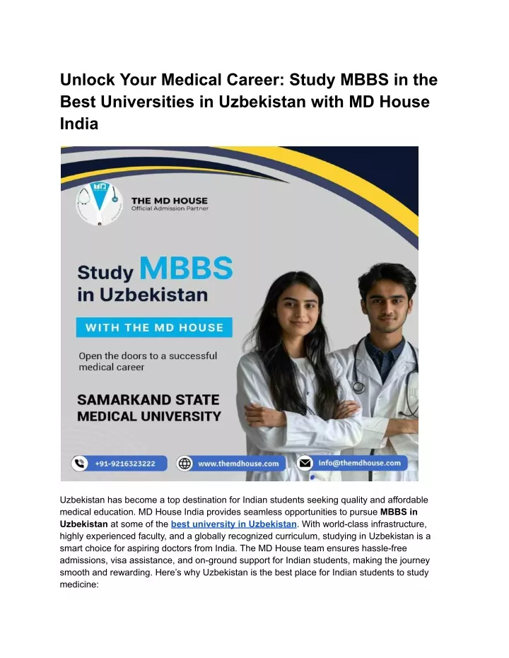 unlock your medical career study mbbs in the best