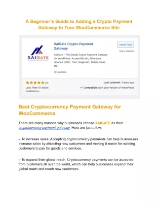 A Beginner’s Guide to Adding a Crypto Payment Gateway to Your WooCommerce Site
