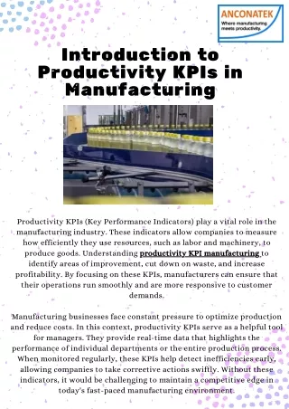 Top Productivity KPIs for Effective Manufacturing Management