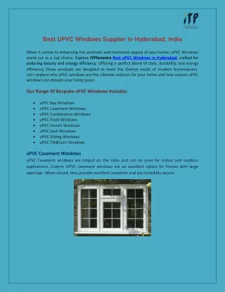 Best uPVC Windows Makers and Suppliers in Hyderabad, India