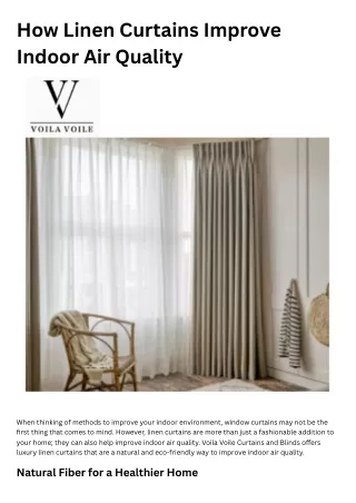 How Linen Curtains Improve Indoor Air Quality?