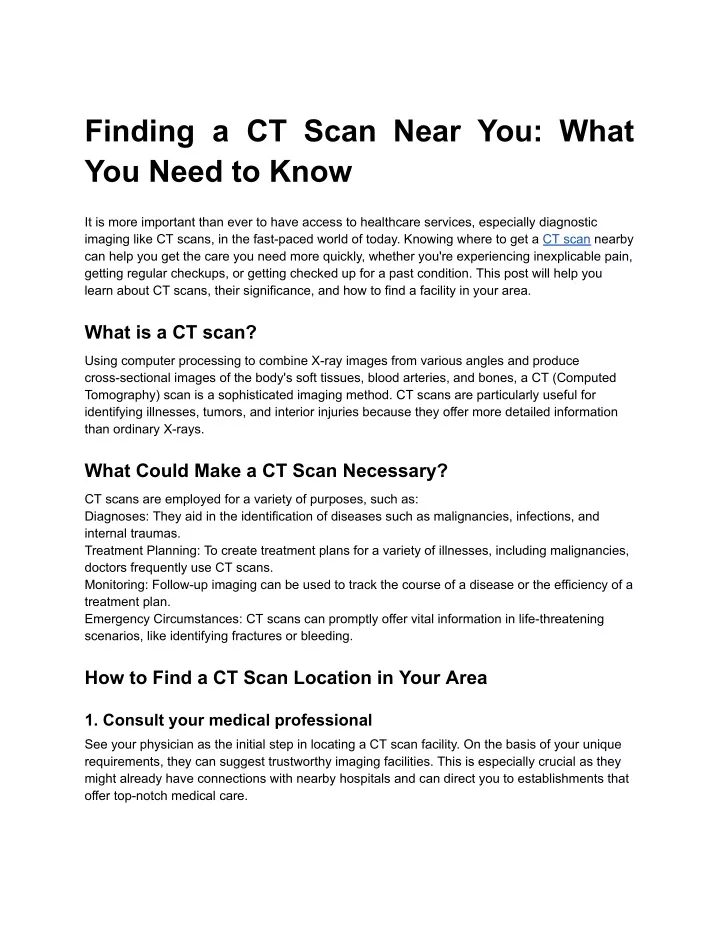 finding a ct scan near you what you need to know