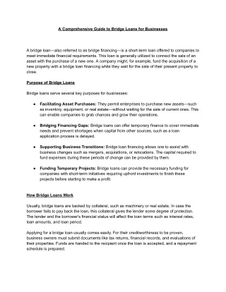 A Comprehensive Guide to Bridge Loans for Businesses
