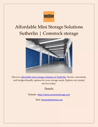 Affordable Mini Storage Solutions Sutherlin