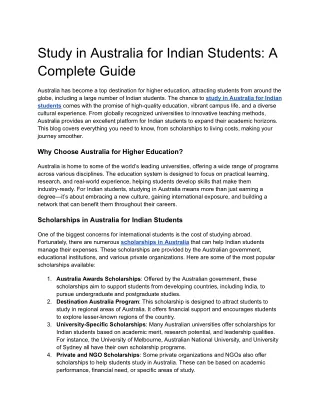 study in australia for indian students a complete
