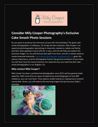 Consider Mily Cooper Photography's Exclusive Cake Smash Photo Sessions