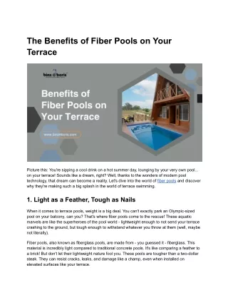 The Benefits of Fiber Pools on Your Terrace