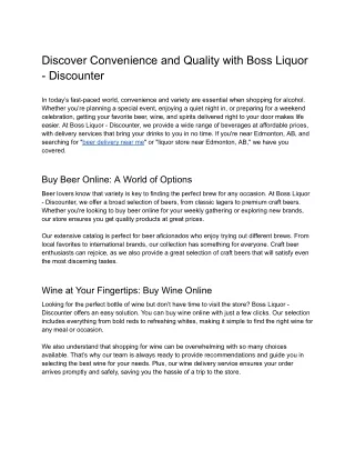 Buy Beer and Wine Online | Fast Delivery at Boss Liquor - Discounter