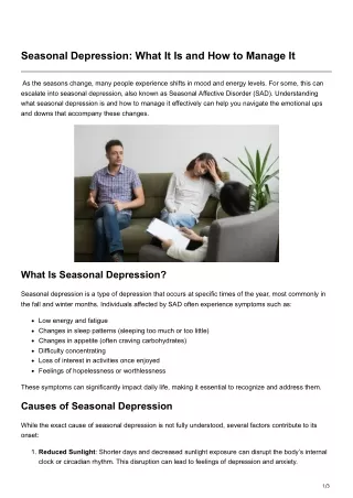 Seasonal Depression What It Is and How to Manage It