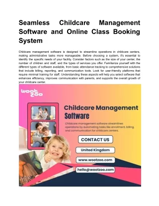 Seamless Childcare Management Software and Online Class Booking System