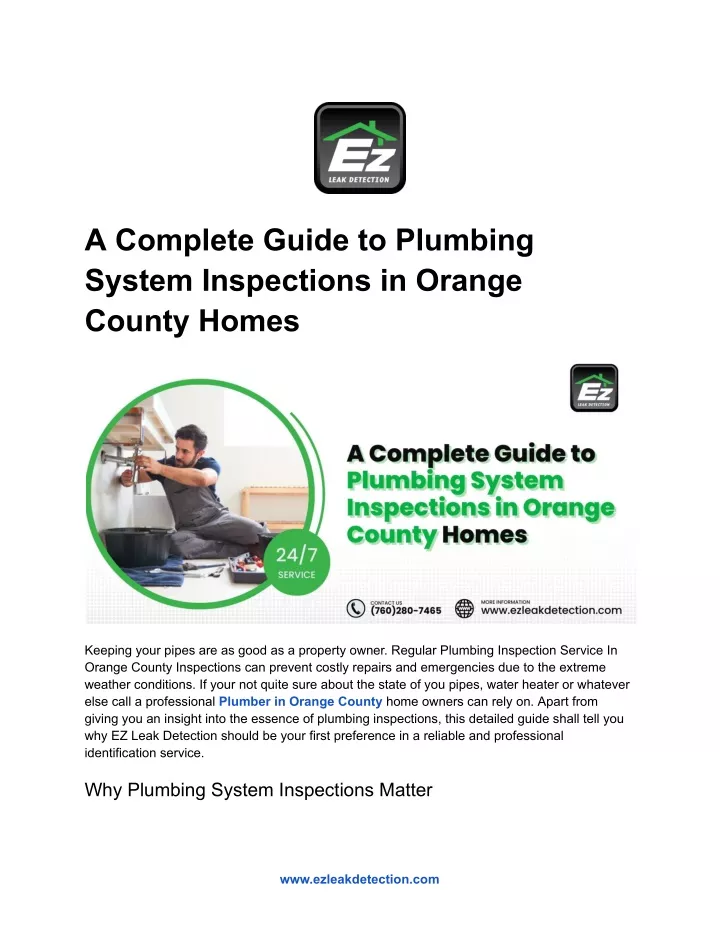 a complete guide to plumbing system inspections