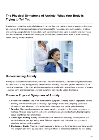 The Physical Symptoms of Anxiety What Your Body Is Trying to Tell You