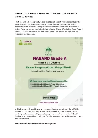 NABARD Grade A & B Phase I & II Courses Your Ultimate Guide to Success