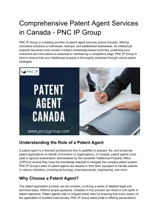 Expert Patent Agent Services in Canada