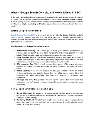 what is google search console and how is it used