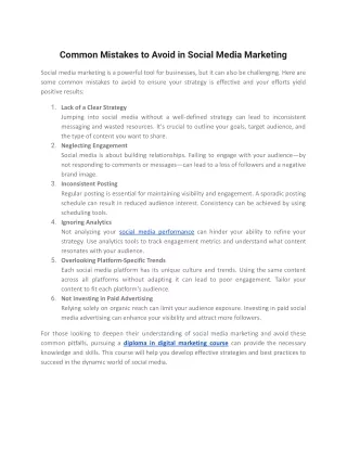 Common Mistakes to Avoid in Social Media Marketing