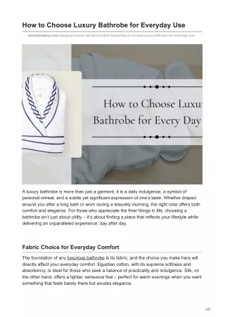 How to Choose Luxury Bathrobe for Everyday Use