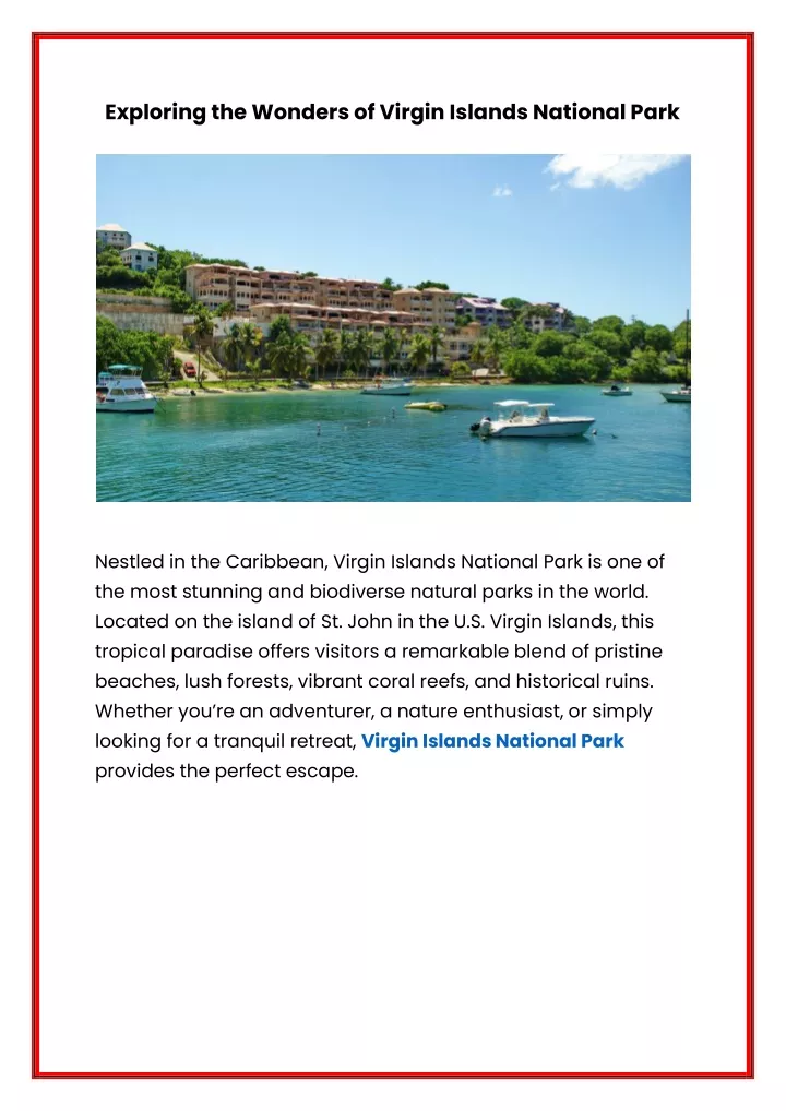 exploring the wonders of virgin islands national