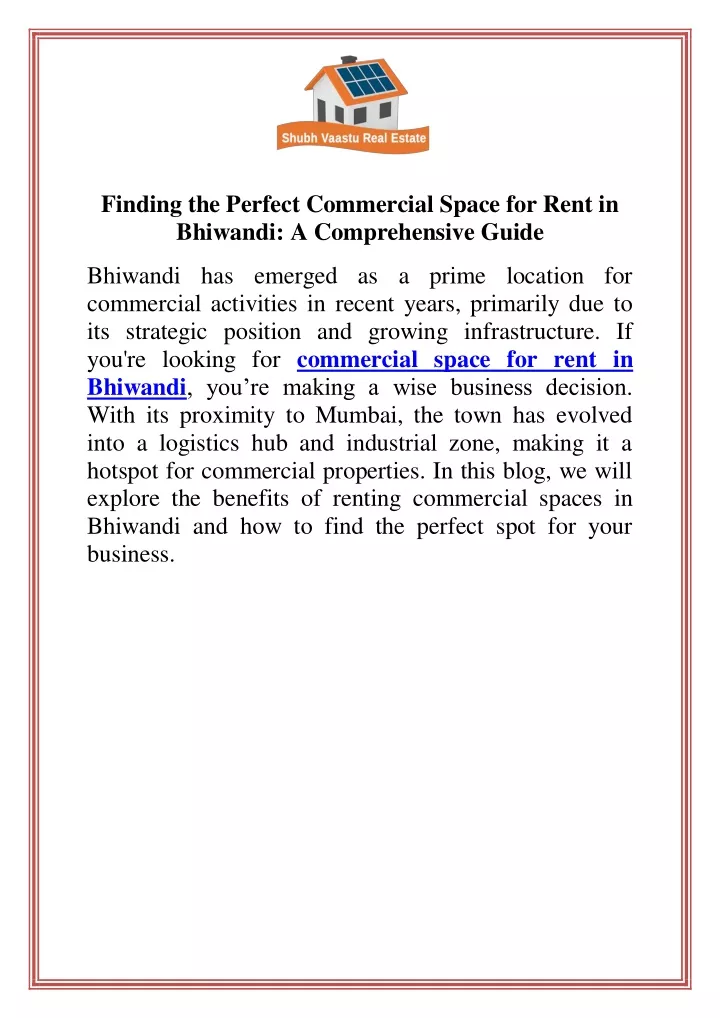 finding the perfect commercial space for rent