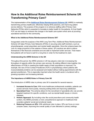 How Is the Additional Roles Reimbursement Scheme UK Transforming Primary Care?