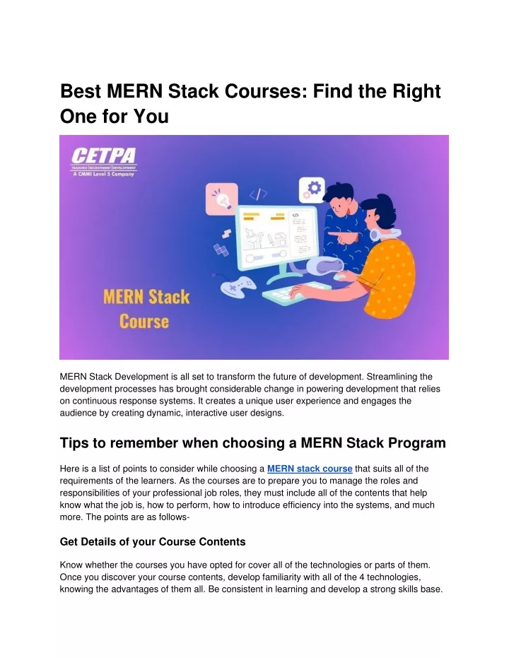 best mern stack courses find the right one for you