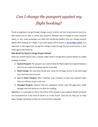 can i change the passport against my
