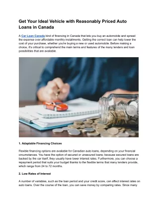 Get Your Ideal Vehicle with Reasonably Priced Auto Loans in Canada