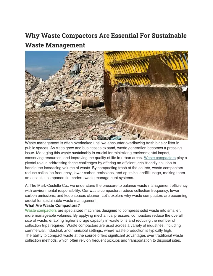 why waste compactors are essential