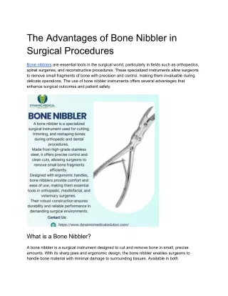 The Advantages of Bone Nibbler in Surgical Procedures