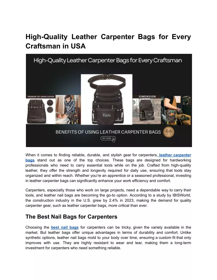 high quality leather carpenter bags for every